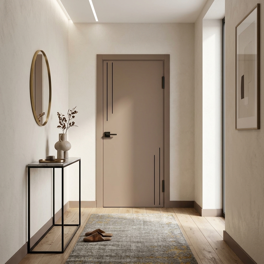 Скрытые двери в современном светлом холле