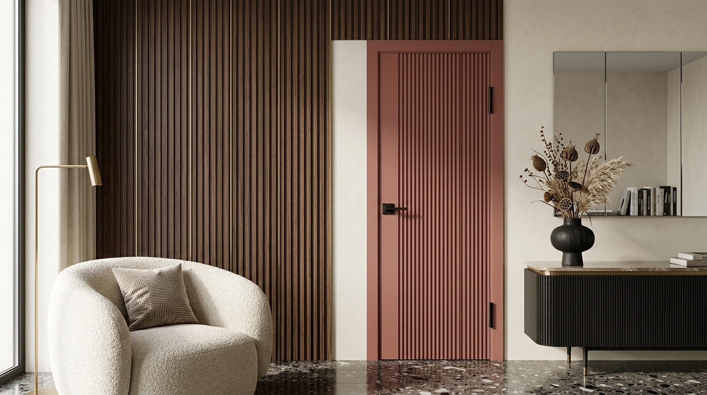 Темная межкомнатная дверь как контрастный акцент в современном интерьере